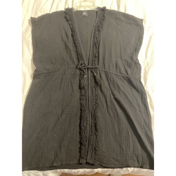 Echo Womens Black Swim Cover Up One Size Lightweight Vacation Pool Beach - Picture 1 of 7